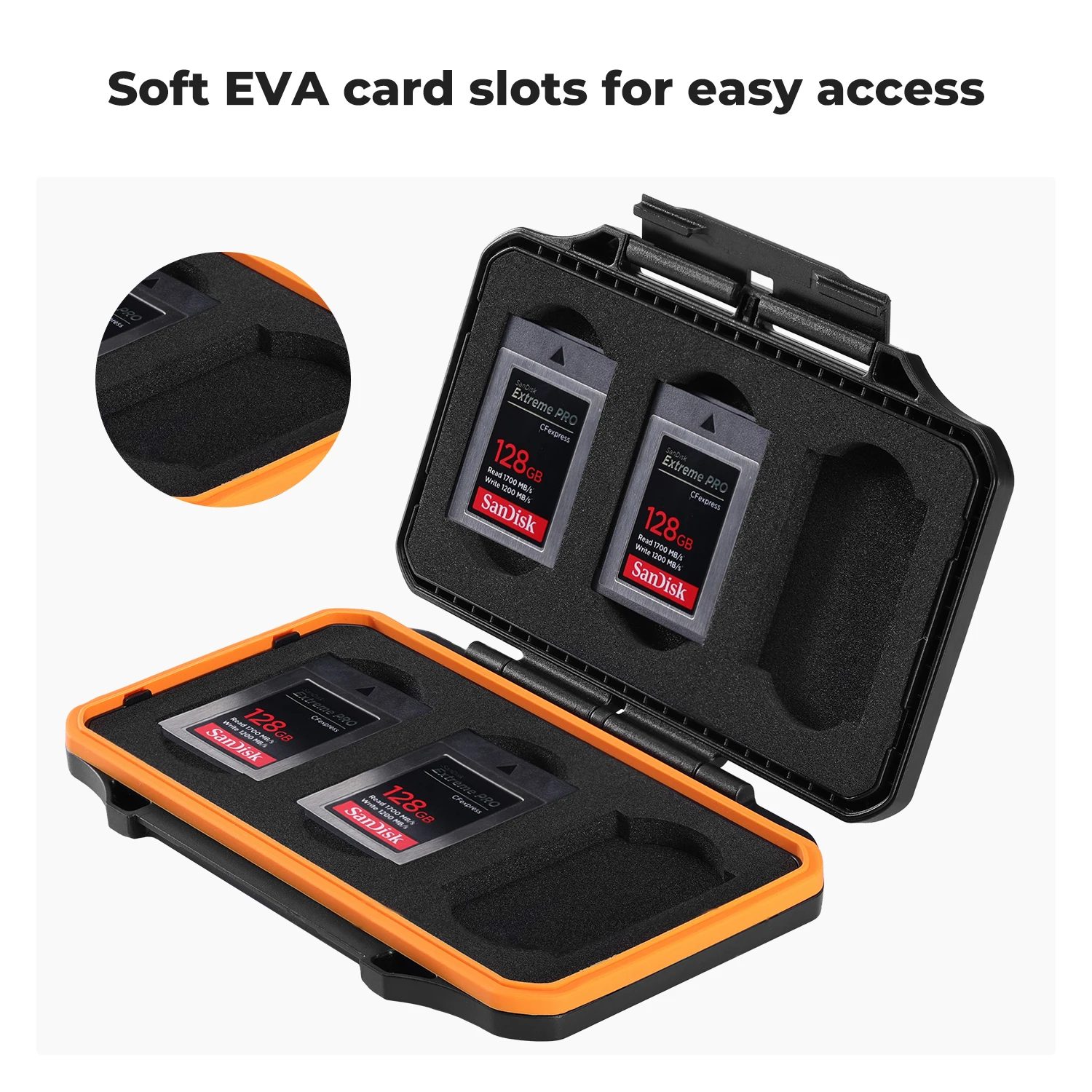 K&F CONCEPT Memory Cards Storage Case Waterproof Shockproof 6 Slots CF Memory Card Box For XQD or Cfexpress Type-B Cards Holder