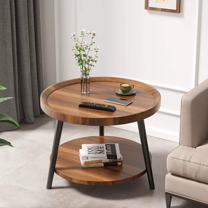 

Simple small house tea table balcony round living room bilateral table bedside small round table