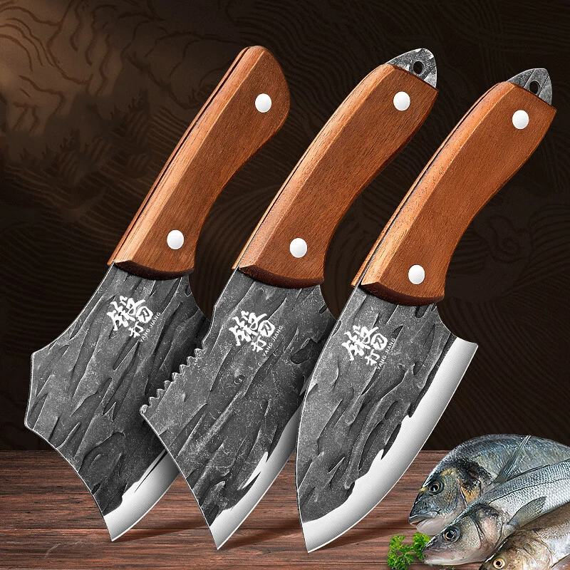 Stainless Steel Forged Small Kitchen Knife, Kitchen Multifunctional Sharp Fish Killing Knife Set, Household Mini Meat Cleaver