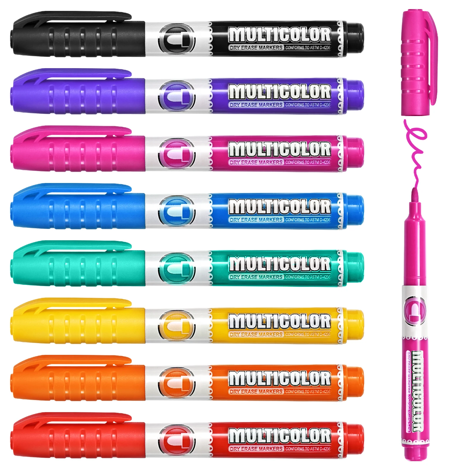 Lekreo WP128AS 8 Colors Dry Erase Markers For Whiteboards, Chisel Tip, Low-Odor, Assorted Colors
