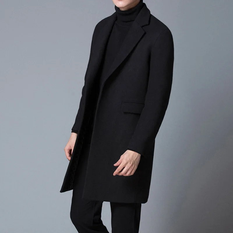 MRMT 2024 Brand New Korean Version Handsome Wool Tweed Coat Men's Casual Mid-length Trench Coat Slim Fit Men's Trend