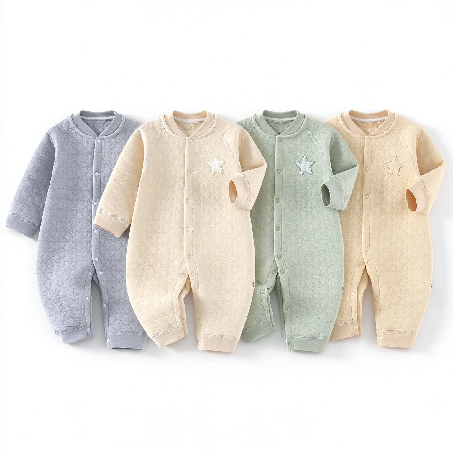 Autumn Thickened Baby Newborn Bodysuit Star Print Long Sleeve Romper for 0-24M Girls Boys Soft Warm Cotton One Piece Clothes