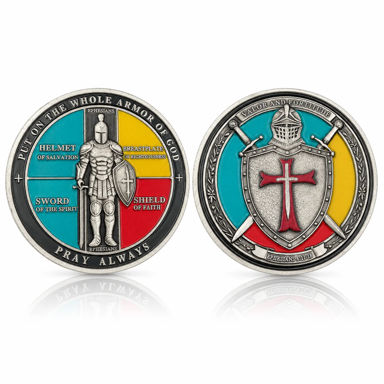 Armor of God Coin - Ephesians 6:11 Bible Verse Christian Medal Faith Religious Spiritual Gift for Men & Women