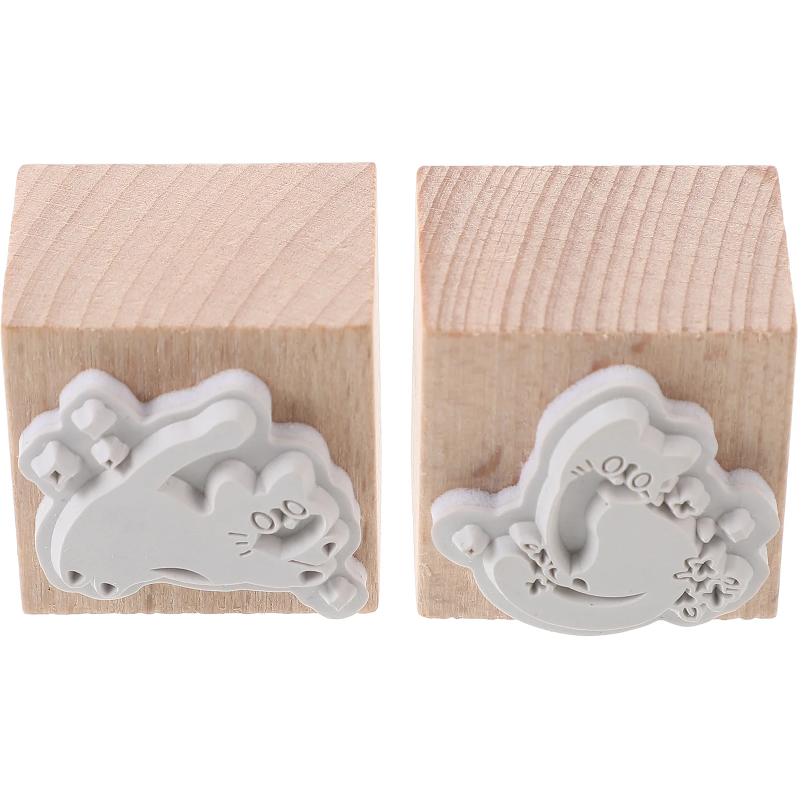 2 Pcs Retro Cat Seals Stamps for Journaling Wooden Manual Rubber Craft Scrapbooking