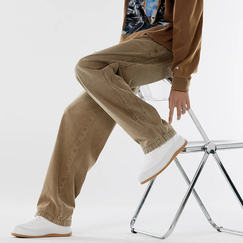 

Men's Casual Loose Straight Leg Jeans Vintage High Street Spring Autumn Cotton Denim Wear Resistant Micro Stretch