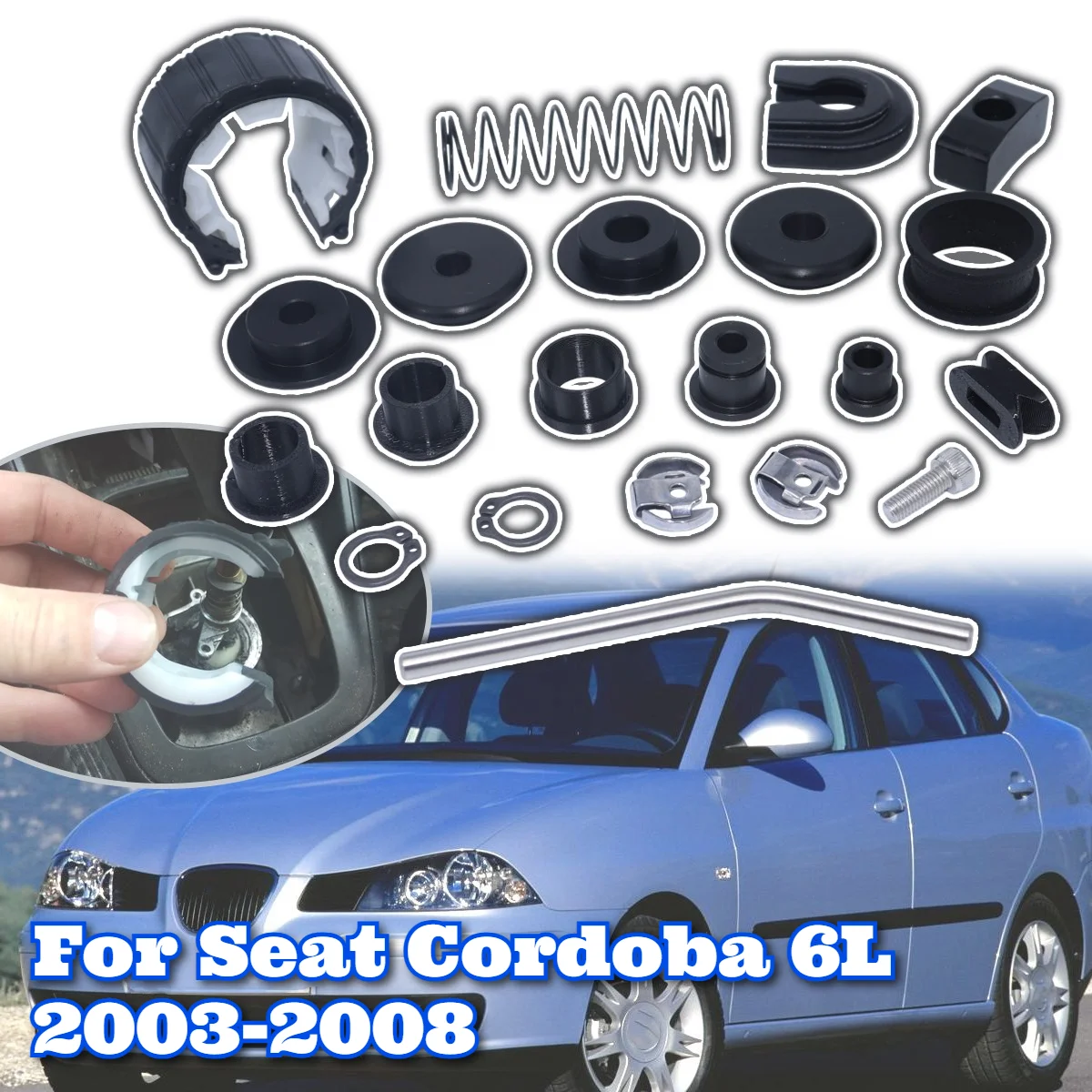 Complete Shifter Bushing Kit Gearbox Shifter Lever Selector linkage Repair Kit Replacement Spare For Seat Cordoba 6L 2003-2008