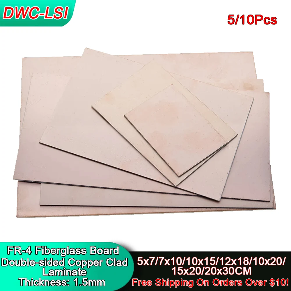 5/10 sztuk 5x7/7x10/10x15/12x18/10x20/15x20/20x30CM FR-4 PCB z włókna szklanego dwustronny laminat pokryty miedzią DIY płytka drukowana