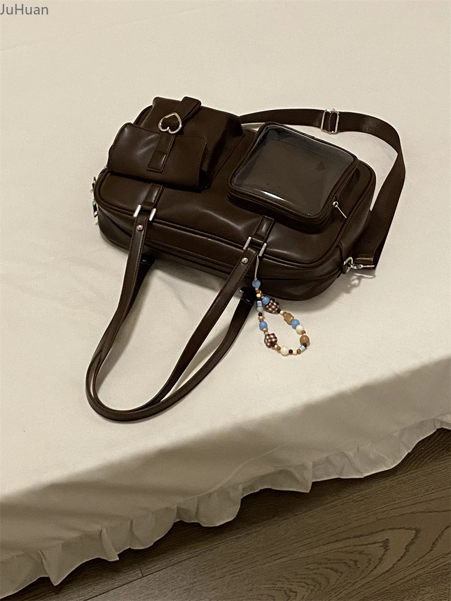 حقائب نسائية يابانية موحدة JK حقيبة كتف للركاب باللون البني القديم حقائب أطفال للمعرض الهزلي الياباني ثنائي الأبعاد حقيبة LTA