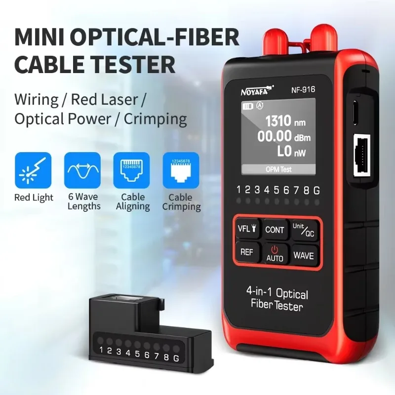 Noyafa NF-916 4 in 1 Fiber Optical Power Meter Visual Fault Locator VFL REF FC SC ST Rj45 Fiber Optic Cable Tester Network Tools