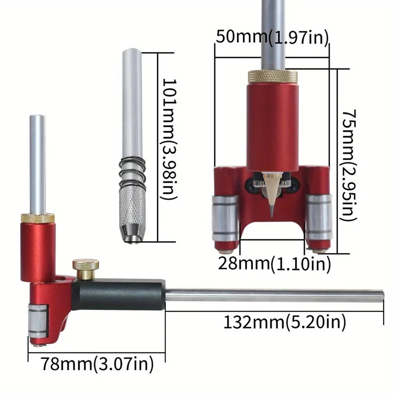 Multifunction Wheel Marking Scribing Tools Precision Marking Linear Arc Dual-Purpose Scriber Solid Metal Bar Scribe Tool