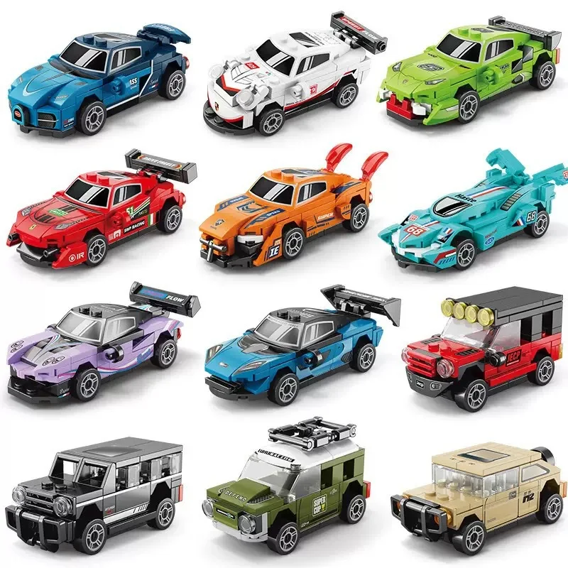 

8 Models/set Mini Pull-back Racing Car Building Blocks,Small Particles Assembling Toy,Educational Toys for Boys 14+y
