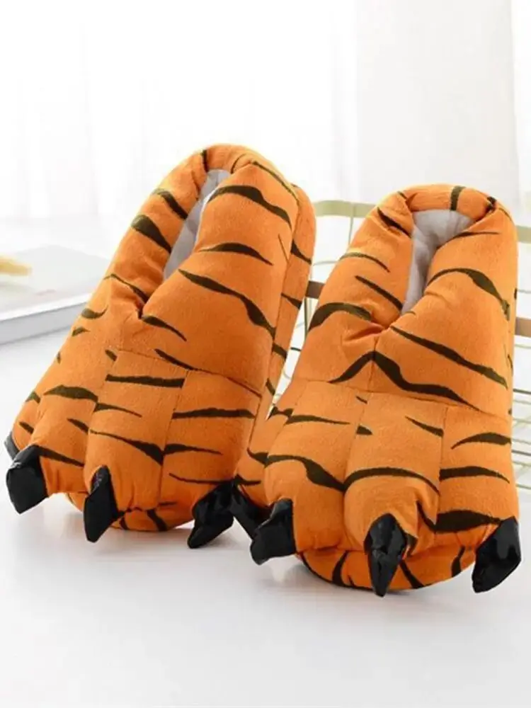 Chaud confortable mignon coloré Animal tigre dinosaure grenouille Cosplay pour l'hiver chaussures en coton d'intérieur adaptées aux hommes et aux femmes