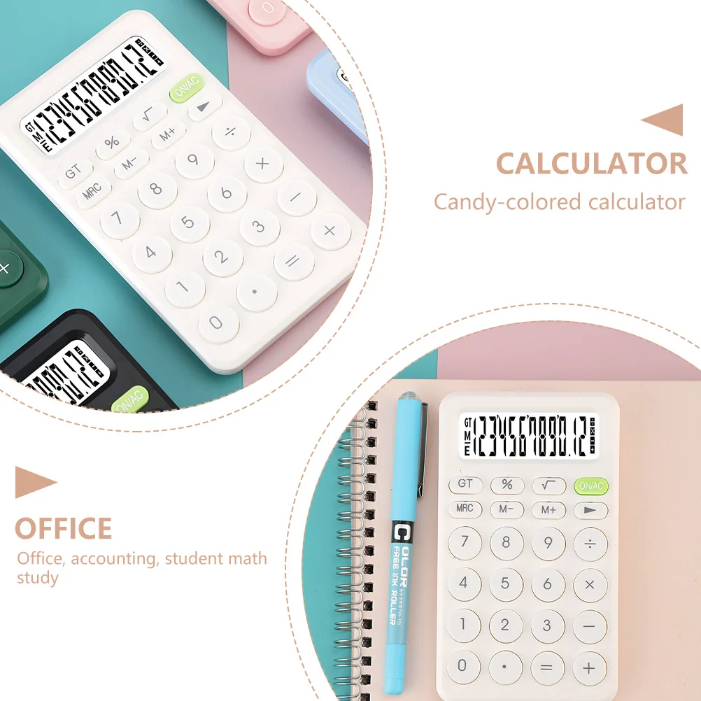 

Mini 8- Student Calculator With Non-Slip Base Round Button Compact Lightweight Clear Display For School Office Home