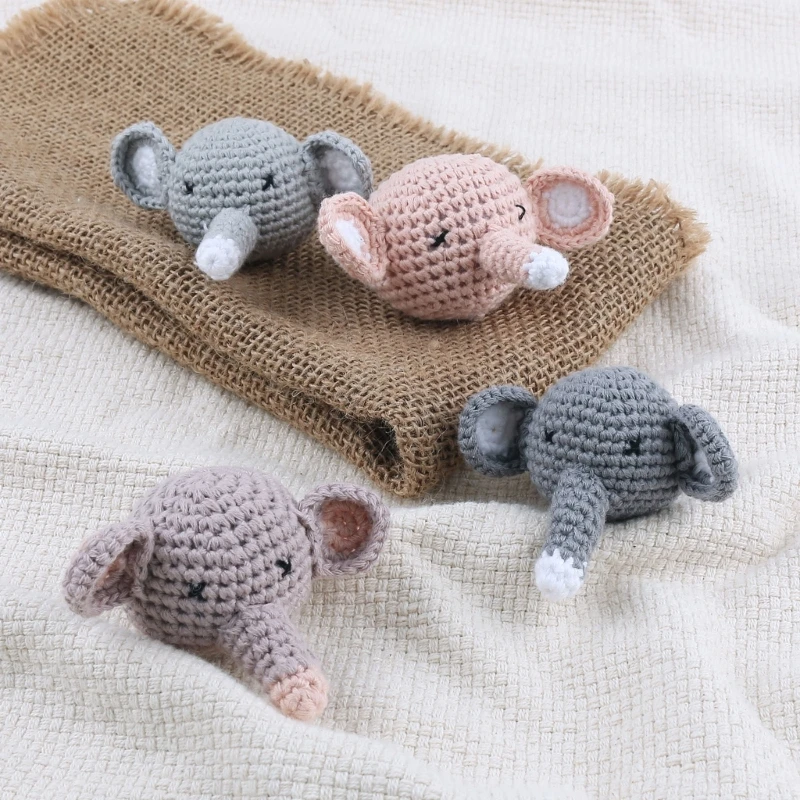 Baby Schnuller Clip DIY Zubehör Häkeln Elefant Gestrickte Perle Säugling Zahnen Spielzeug Rassel Beißring Neugeborenen Dusche