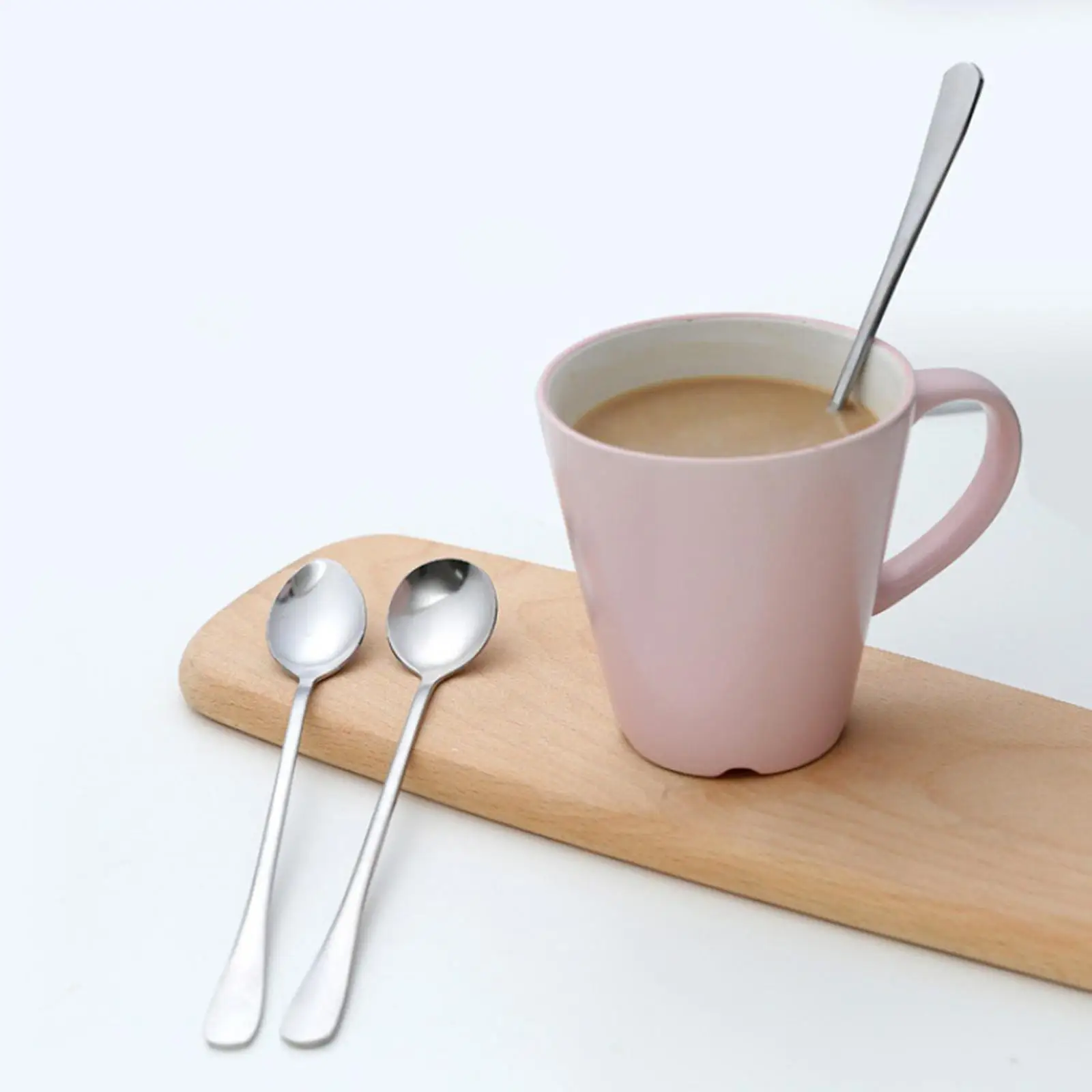 Stainless Steel Coffee Spoon, Long Handle Kitchen Scoop, Teaspoon, Ice Dessert, Snack Tool Spoons, Cream Mini Tabl K0g9