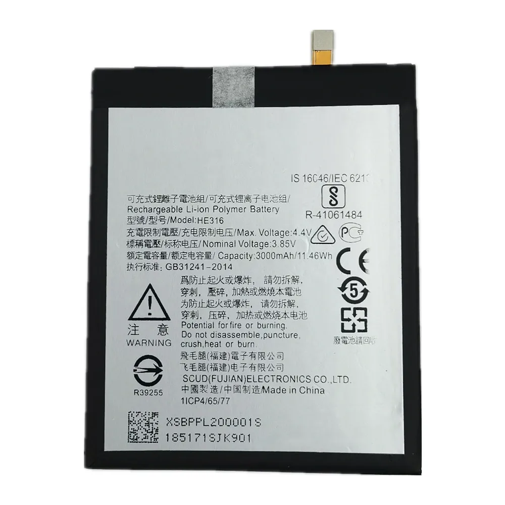 HE316 Original Phone Battery For Nokia 6 Nokia6 TA-1039 TA-1025 TA-1021 TA-1000 TA-1003 TA-1033 High Quality Bateria Batteries