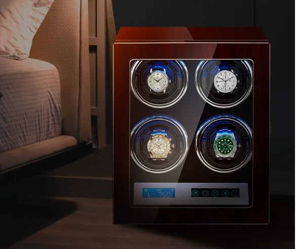 Automatic Vertical Fingerprint Watch Winding Machine with Electric Motor Square Storage Box Cross-border Watch Rotator