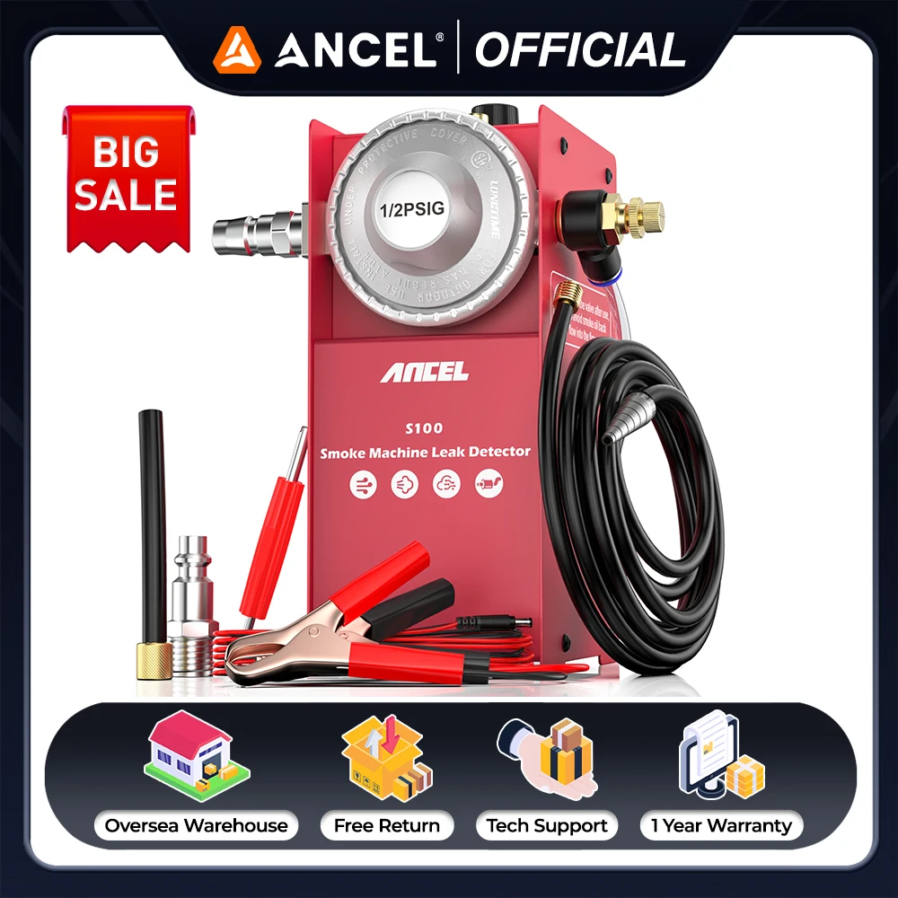 

2025 Ancel S100 EVAP Smoke Machine Leak Tester with Built-in Air Pump EVAP Vacuum Leakage Diagnostic Tool for All DC12V Vehicles