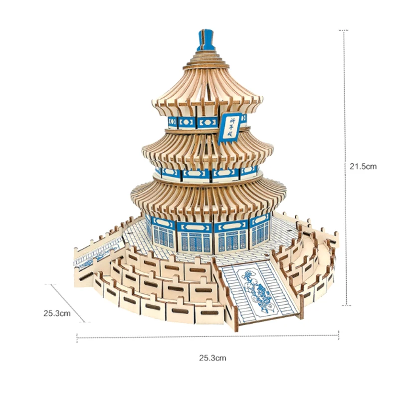 DIY-子供のための3D木製パズル,中国のボディービルモデルの寺院,組み立てるための木製ゲーム,p35