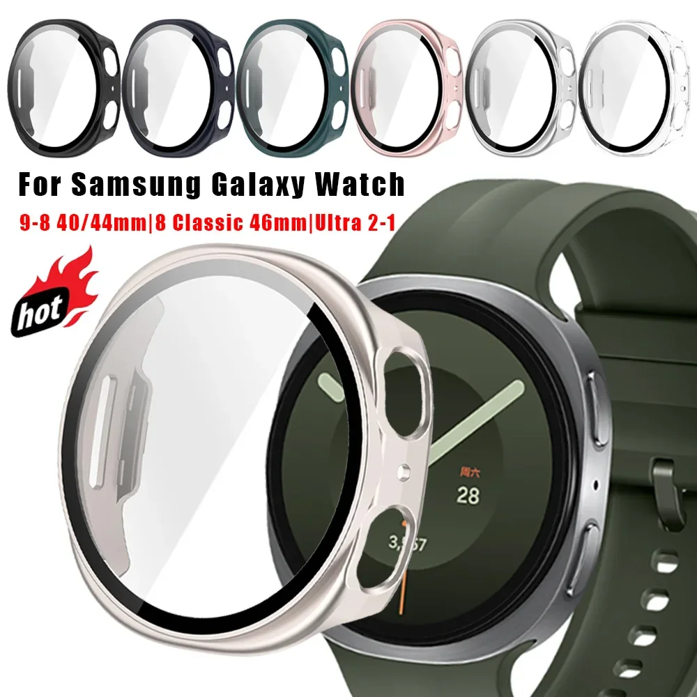 HD Tempered Glass PC Case For Samsung Galaxy Watch 9 8 40/44mm 8 Classic 46mm Hard PC Protector Cover Watch Ultra 2/Ultra 47mm