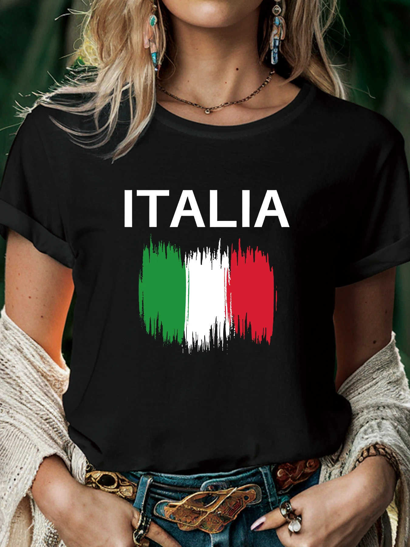 2024 European Cup Creative Design I Love Italy Graphic T-shirt Women Summer Fashion Harajuku Casual Round neck short sleeved