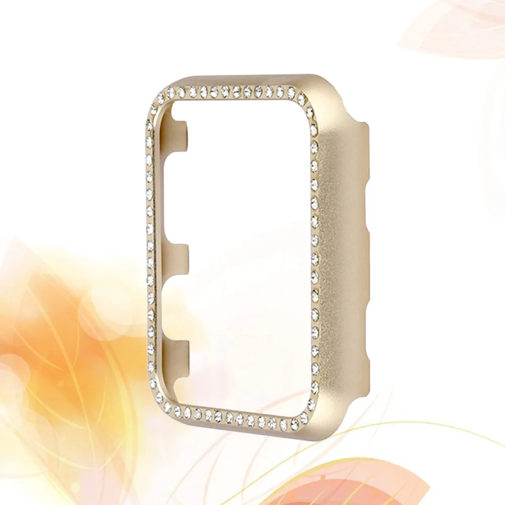 

Aluminum Alloy Watch Cover With Diamond Decoration Slim Fit Protective Bumper Case For 38Mm Gold