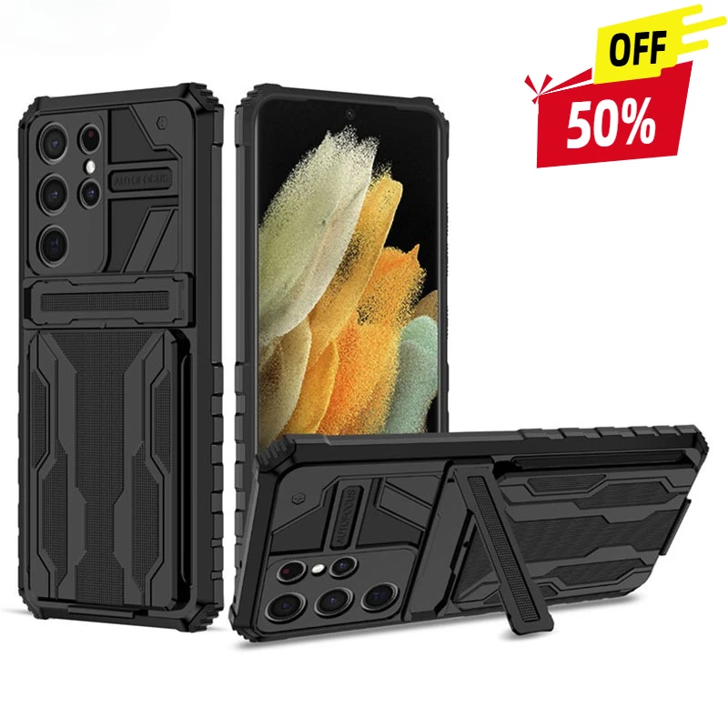 

For Samsung Galaxy A02 A12 A32 4G Military Rugged Phone Case With Shock-Absorbent with Card Slot Wrist Strap Detachable Case