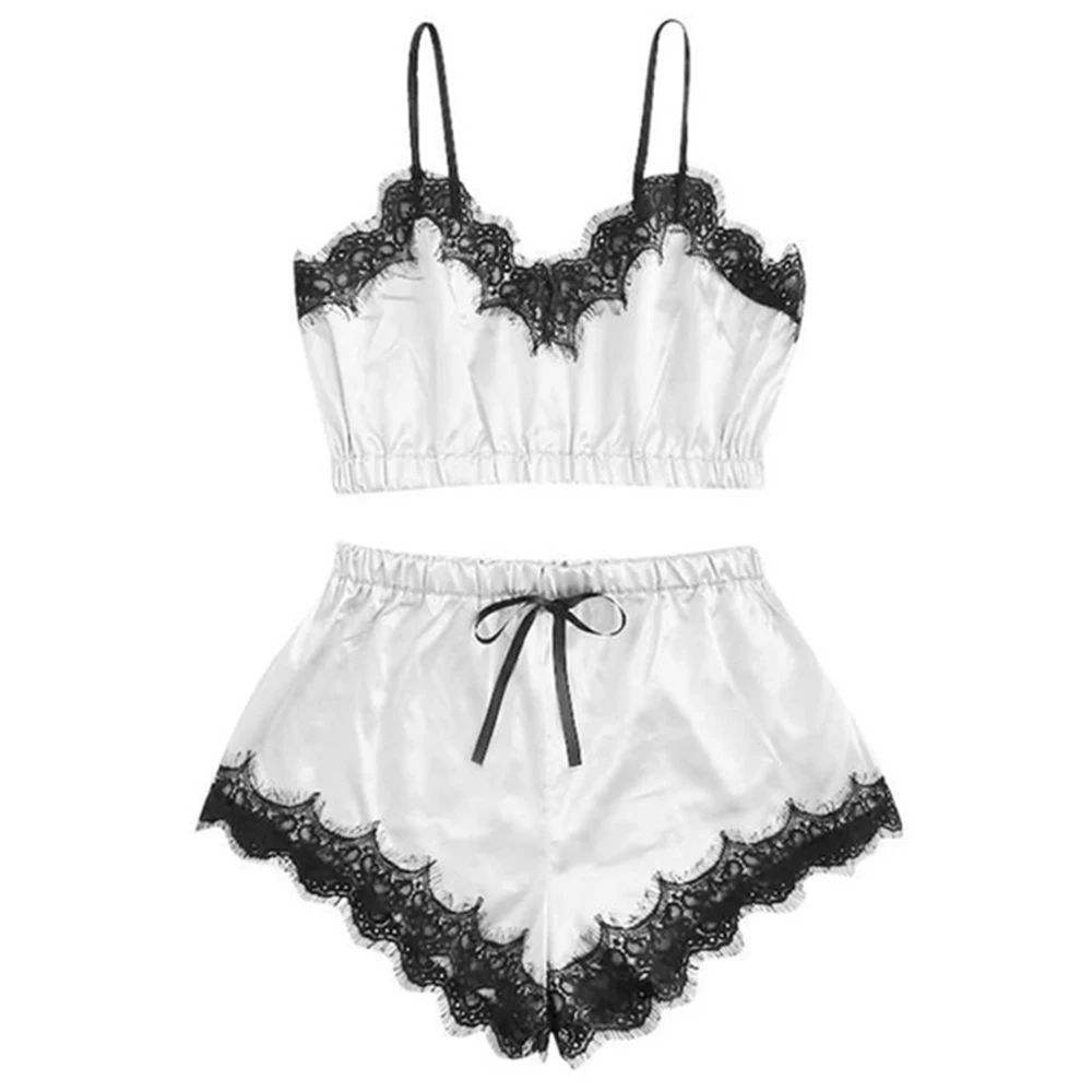 Lace Pajama Sets Women Pijama Mujer Strap Sleeveless Sexy Sleepwear Suit V-Neck Cami Top Short Lingerie Set Female Night Wear