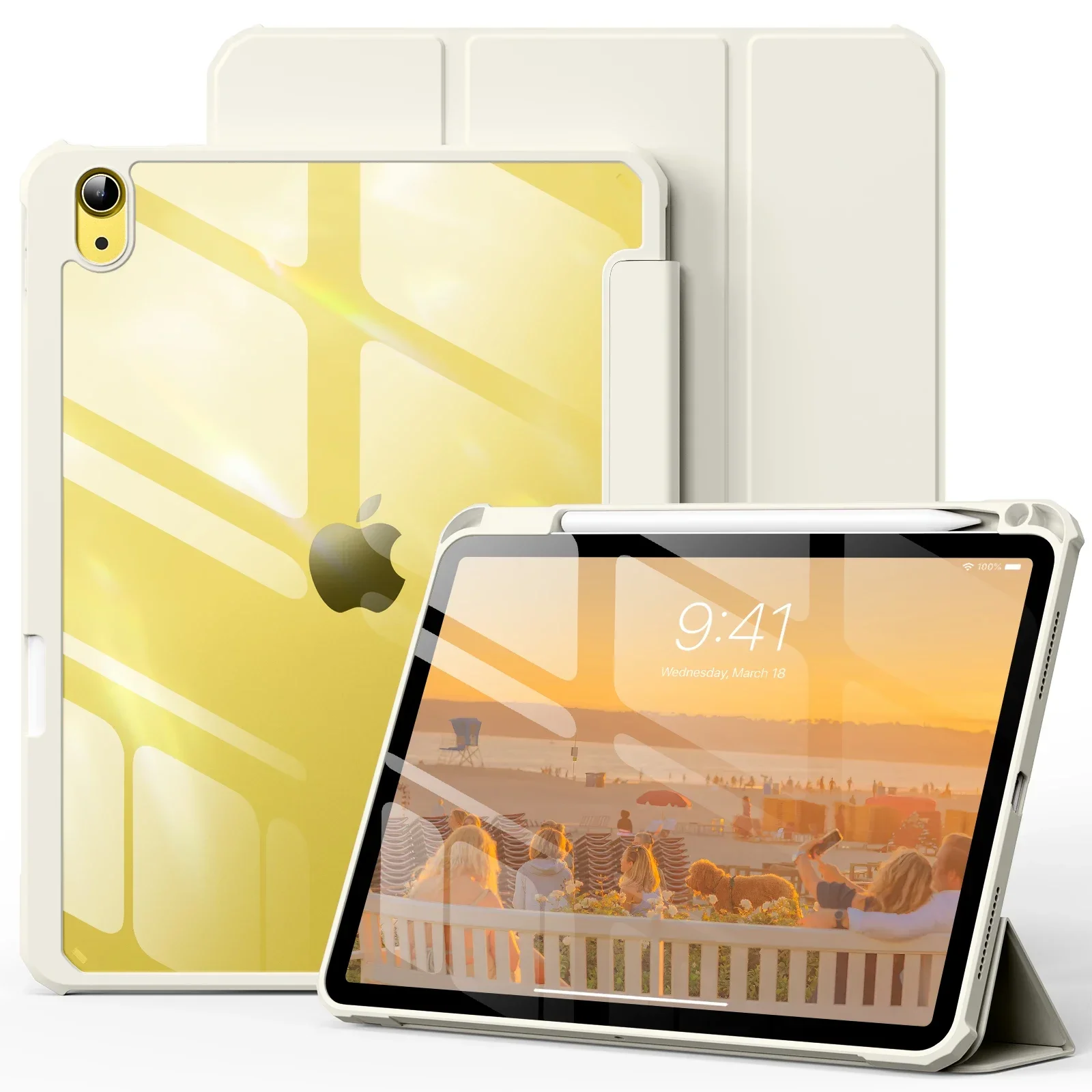 For iPad 10th 10.9 Case with Pencil Holder, Translucent Cover for iPad Air 4 5 6 7 Pro11 2024 2025 Shockproof Protective Case