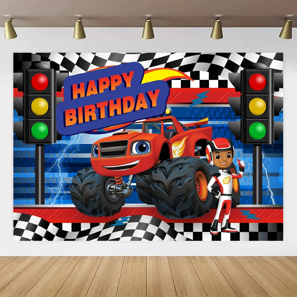 Halo Blaze and the Monster Machines Birthday Party Decor Backdrop Boys Birthday Photo Background Party Decor Banner Backdrop