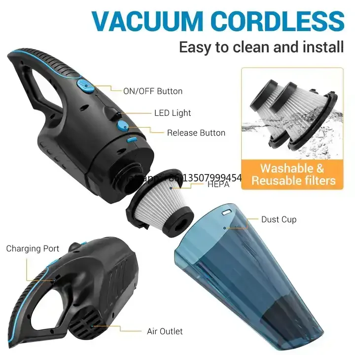 GV02 18kPa Battery Powered Vacuum Cleaner 11.1V Wireless Cleaning Equipment Compact Dust Extraction Unit ABS