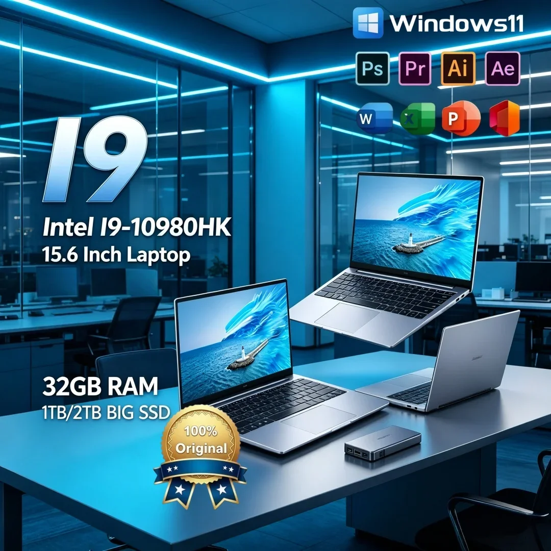 15.6 Inch Ultra Slim Laptop Intel I9-10980HK Original Windows 11 32GB RAM SSD Top Rated High Performance Notebook