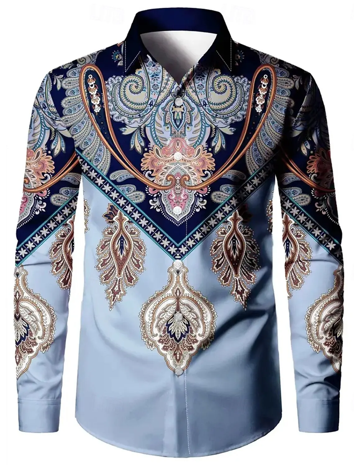 

Men's Paisley Ethnic Flowers Shirt Button Up Shirt Casual Long Sleeve Vintage Retro Streetwear Turndown 3D Print Collared Shirt