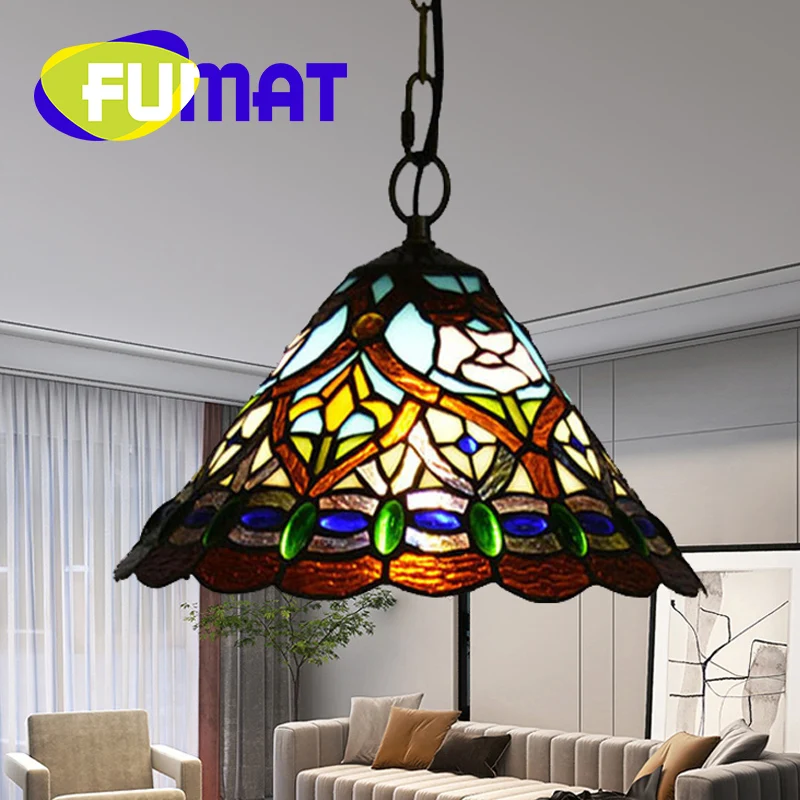 

FUMAT Tiffany Stained glass American-French style DIY chandelier decor hotel dining room Study overhead lights