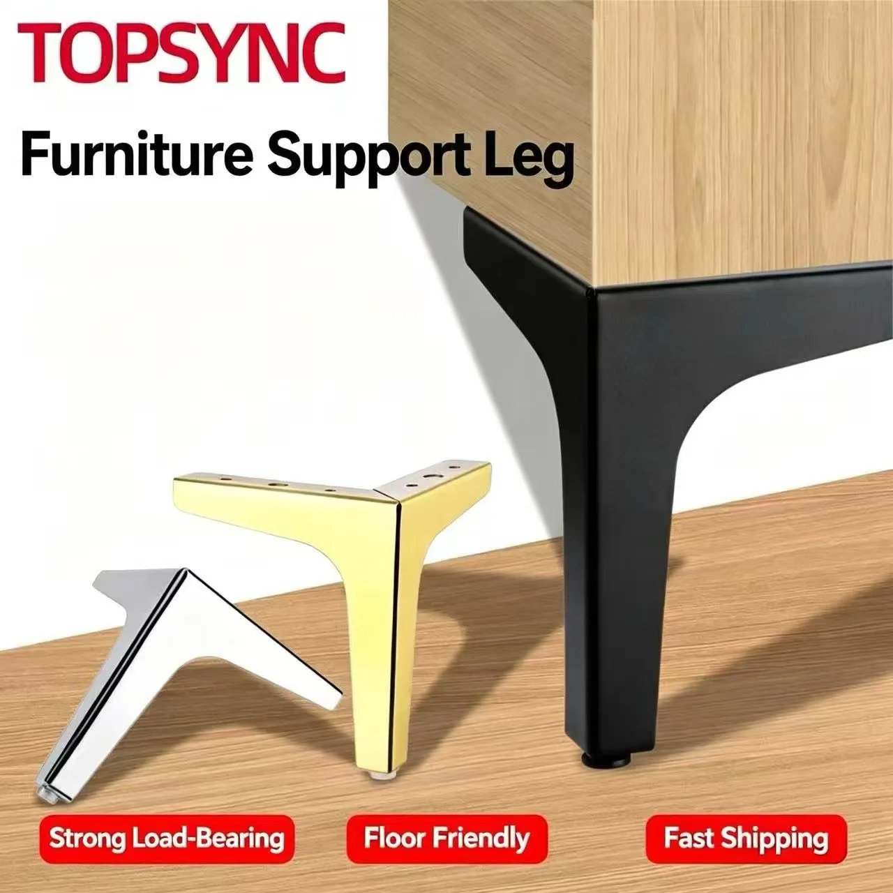 4PCS Trident-Legged Metal Furniture Support Legs for Sofa TV Cabinet Coffee Table Bathroom Cabinet Bed - Right Angle Versatile L
