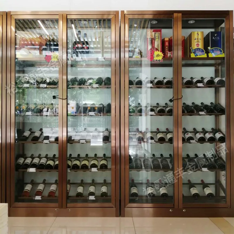 

Customized. National Wine Cellar Project Customized Chateau Room Temperature Stainless Steel High-Body Glass Door Wine Cabinet D