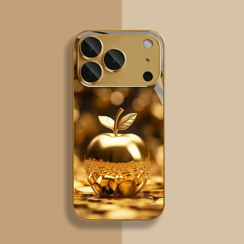 High end electroplated glass phone case suitable for iPhone 18 17 16 15 14 13 12Pro/Max/Plus anti drop and shockproof back cover