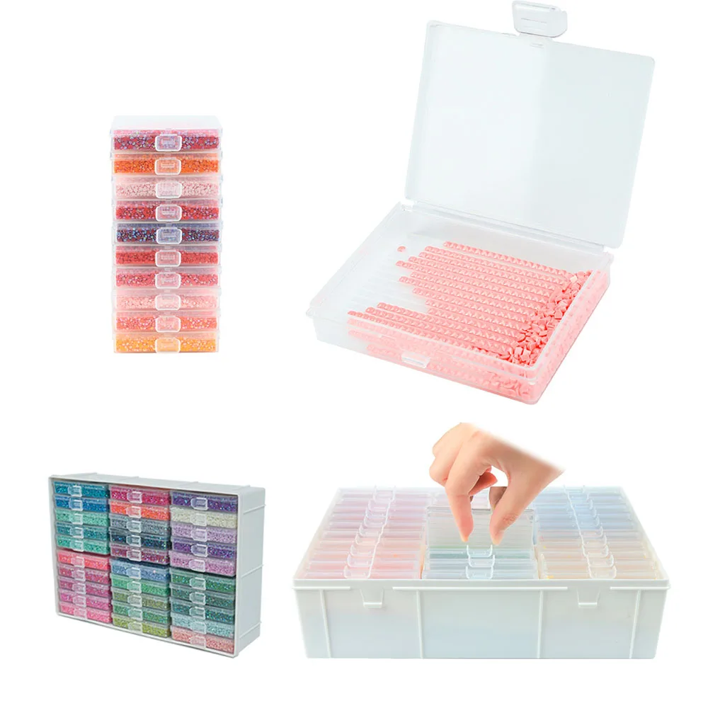 30 plateaux de rangement pour peinture diamant avec boîte de rangement - Organisateur d'outils de broderie diamant 5D, plateaux pour loisirs créatifs DIY 2027