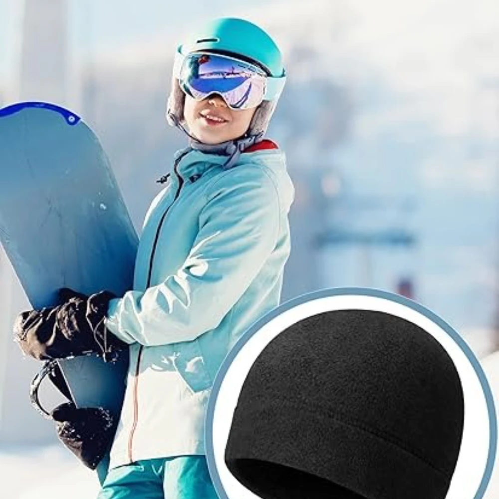 1pc Winter Warm Skull Cap Soft Fleece Beanie Hat Outdoor Sports Thick Windproof Watch Cap Skiing Warmth Colored for Men Women image 5