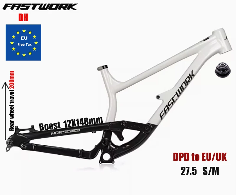 

DH Рама с полной подвеской, алюминиевый велосипед, мягкий хвост, 27,5 er, задний ход, 200 мм, рама MTB, усиление 12X148 мм, 4 звена, DPD