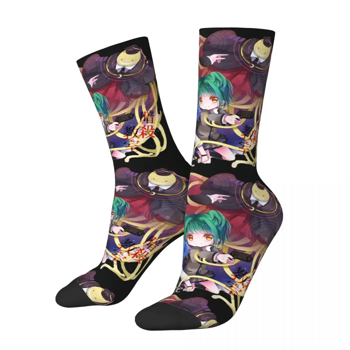 Hip Hop Vintage Assasination Classroom Crazy Men's Compression Socks Unisex Ansatsu Kyoushitsu Street Style Seamless Crew Sock