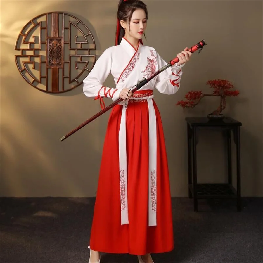 Unisex adulto estilo marcial hanfu feminino tradicional chinês roupas cross-collar han terno masculino antigo traje de casal cosplay