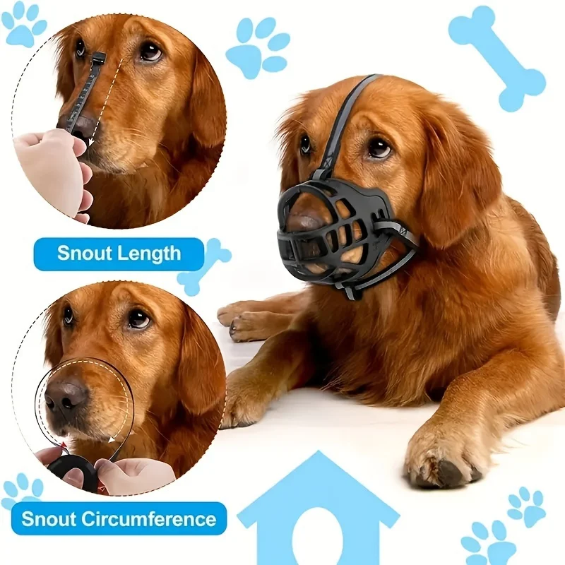 1 Adjustable Dog Muzzle Cover for All Types of Dogs - Prevents Biting - Reflective Dog Muzzle Cover for Training and Safety