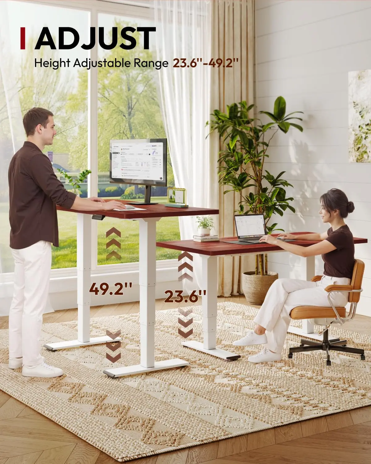 Dual Motor Electric Standing Desk Height Adjustable 220lbs Home Office, Customized