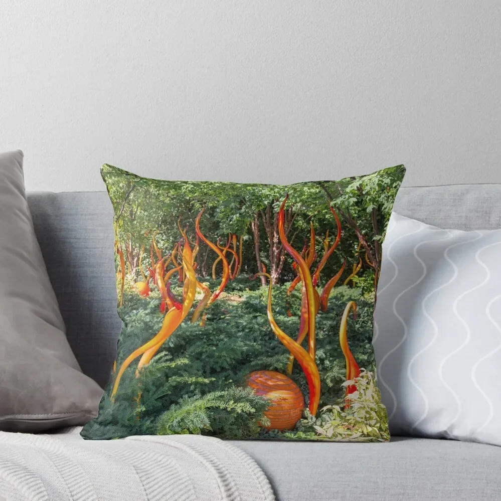 USA. Seattle. Chihuly Garden and Glass. In the Garden. Throw Pillow Sofa Covers Couch Cushions pillow