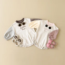 Autumn Baby Girl Clothes Newborn Toddler Boy Jumpsuit Letter Embroidery Long Sleeve Splicing Colors Bodysuits Rompers Baby