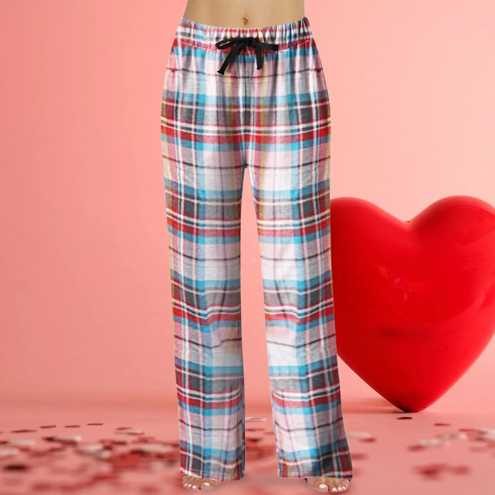 

Женские свободные удобные домашние брюки большого размера, модные повседневные клетчатые хлопковые Пижамные штаны на шнуровке с карманами
