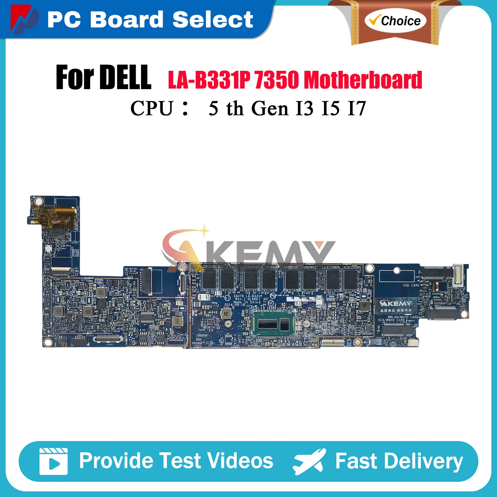 

Laptop Motherboard For DELL 13 7350 ZAU70 LA-B331P CN-0TRWNX CN-0JRWNX 0J97J1 0057NK CN-0XR25W 100% Tested OK