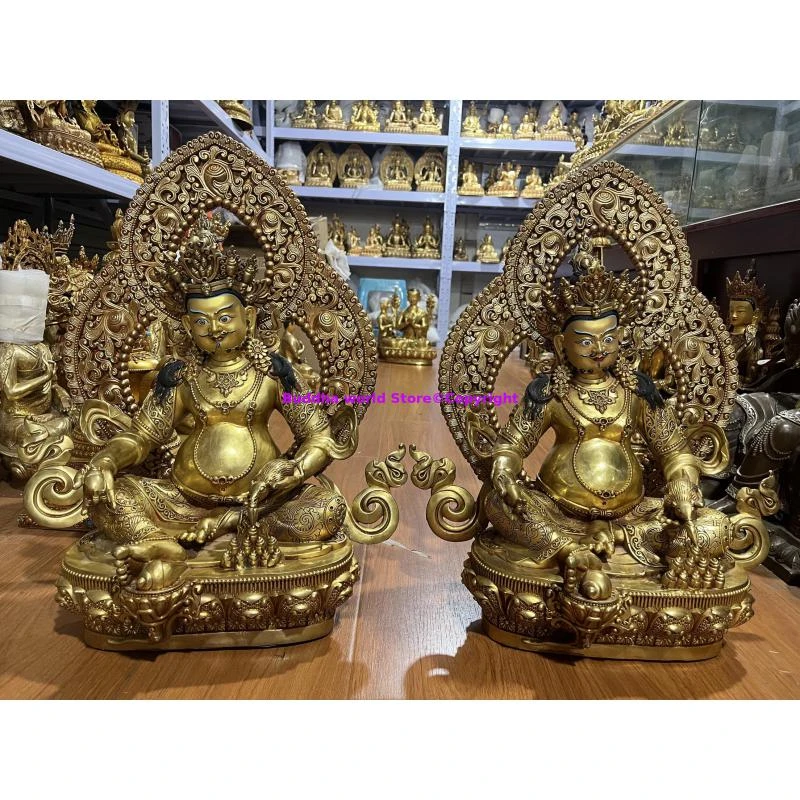 huge Wholesale buddha statue golden Buddha statue Yellow Jambhala Mammon god Buddha for temple Monk Greco Buddhist worship