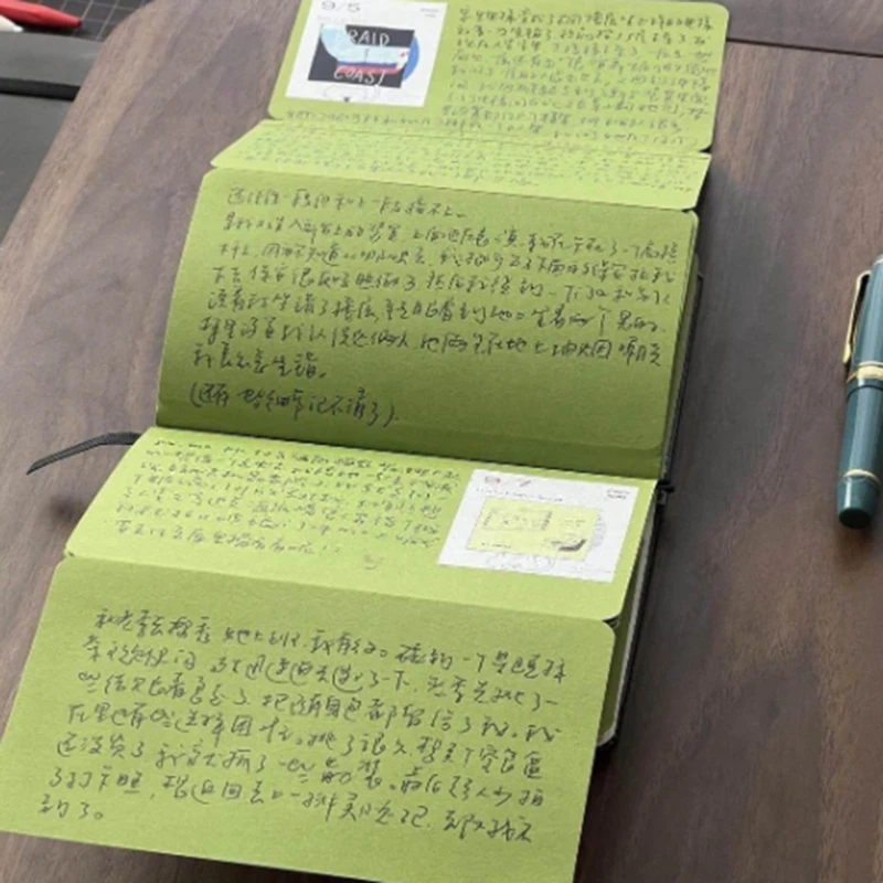 Pocket Size Diary Notebook with 40 Green Sheets and Ribbon Page Marker for Classwork, Diary Entries, Creative Journaling X3UB